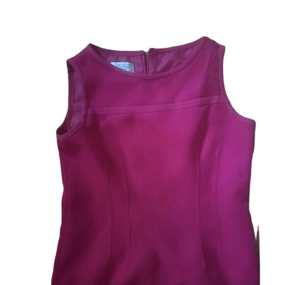 Kasper Women's Sleeveless Sheath Dress Size 8 Hot Pink Textured Fabric Zipper Ba - Picture 5 of 5